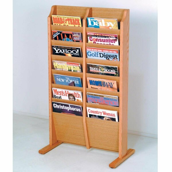 Wooden Mallet Cascade Free Standing 14 Pocket Magazine Rack - Black, Mahogany & Light Oak MR14-FSBH